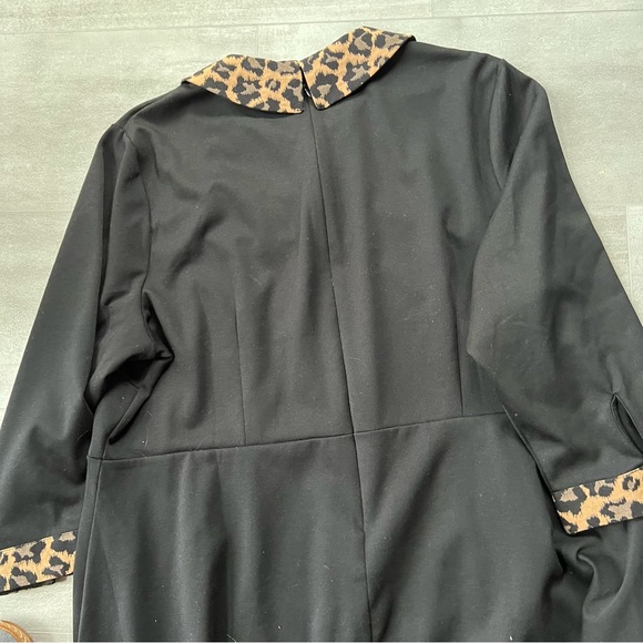 Talbots size 20 black dress with animal print trim - Picture 8 of 15